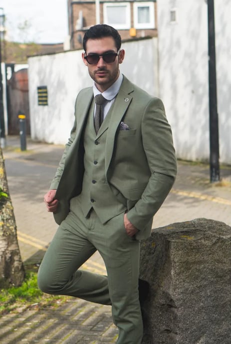 Heren Sage Tailor Fit 3-delig Linnen Zomer Trouwsuit - Image 2