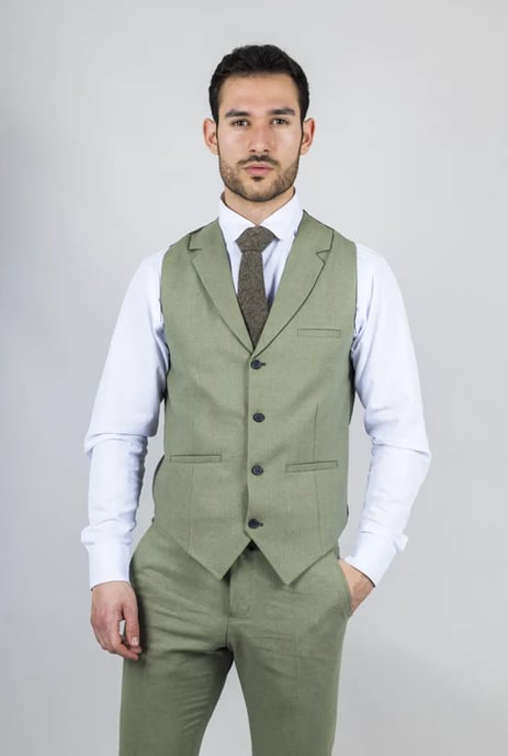 Heren Sage Tailor Fit 3-delig Linnen Zomer Trouwsuit - Image 3