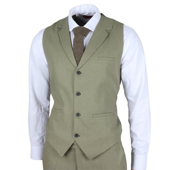 Heren Sage Tailor Fit 3-delig Linnen Zomer Trouwsuit - Image 6