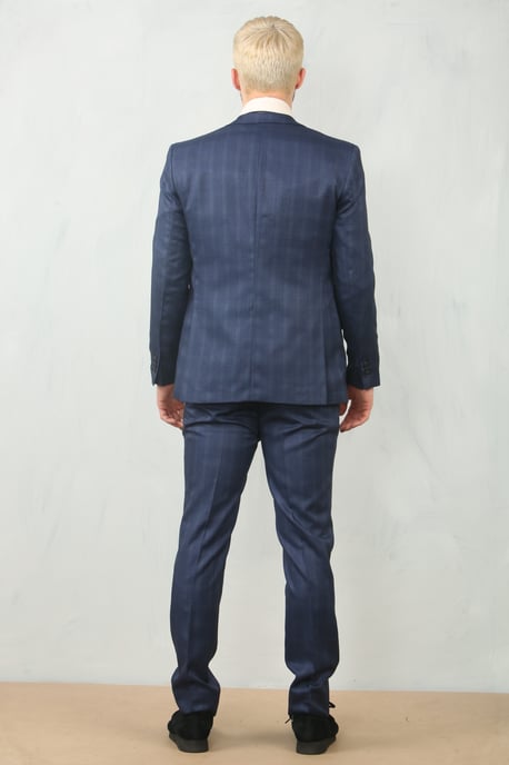 Heren 3-delig Prince Of Wales Blauwe Pak Werkoutfit - Image 3