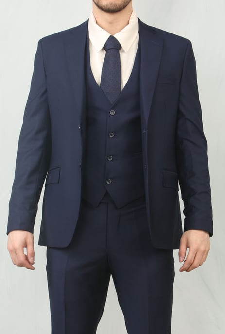 Heren Marineblauwe 3-delige Formele Klassieke Promanzijdband Werkoutfit - Image 2