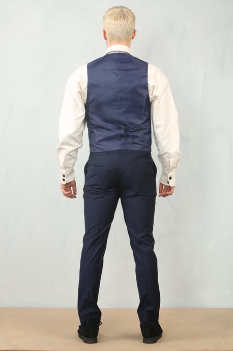 Heren Marineblauwe 3-delige Formele Klassieke Promanzijdband Werkoutfit - Image 6
