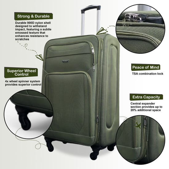 Zachte, lichtgewicht nylon 4-wielige handbagagekoffer voor op reis - Image 3