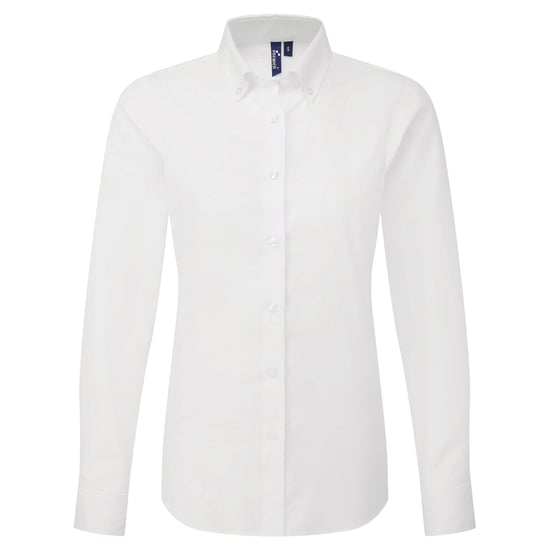 Premier Dames Supreme Oxford Langsleeve Shirt (Wit) - Image 1