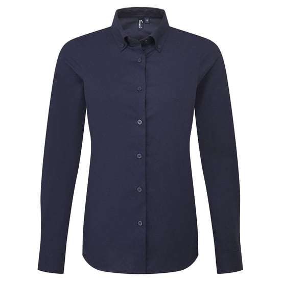 Premier Dames Supreme Oxford Lange Mouwen Shirt (Marineblauw) - Image 1