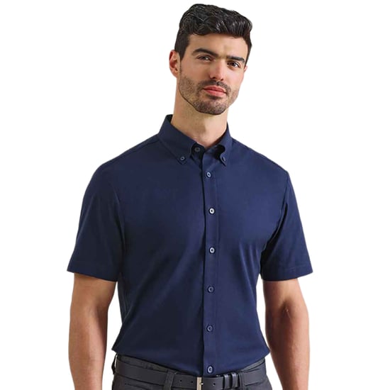 Premier Heren Supreme Oxford overhemd met korte mouwen (Marine) - Image 3