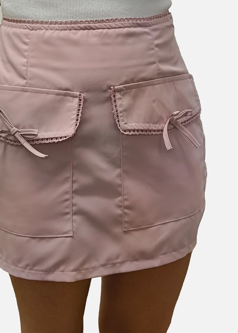 Roze Strikdetail Micro Minirok - Image 2