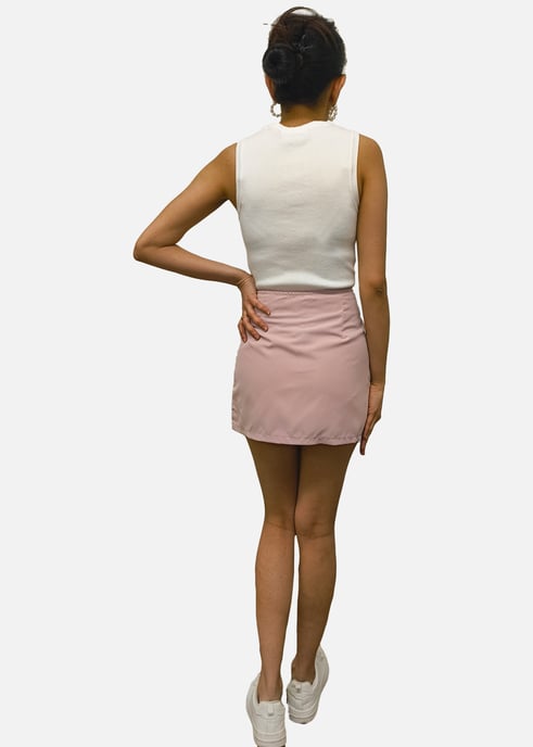 Roze Strikdetail Micro Minirok - Image 4