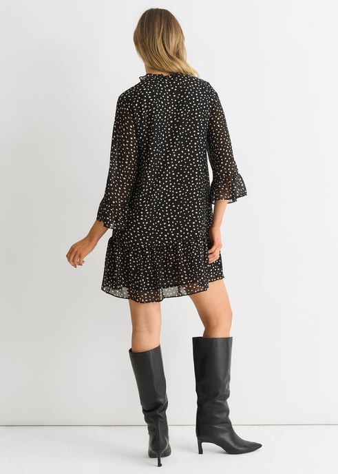 Zwart Dierenvlek Overhemd Mini Jurk - Image 4