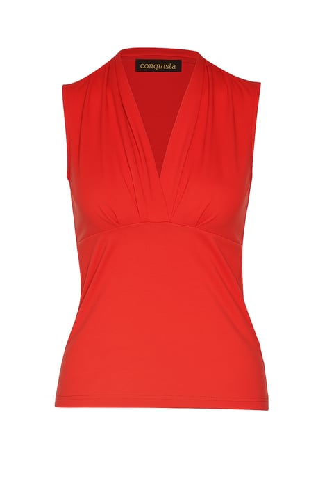 Rode mouwloze jersey top met V-hals – stretchkatoenmix - Image 1