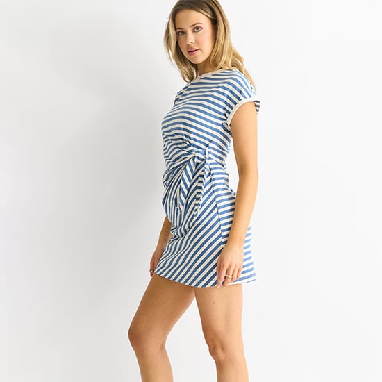 Blauwe gestreepte mini jurk - Image 3