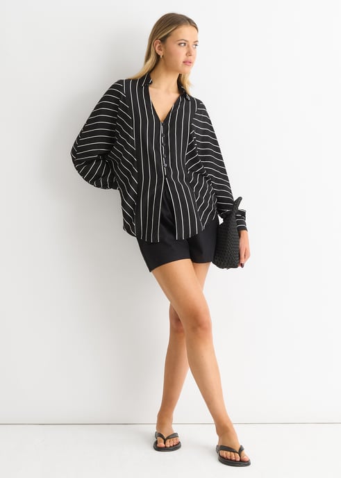 Zwart Batwing Stripe Shirt met Lange Mouw - Image 3