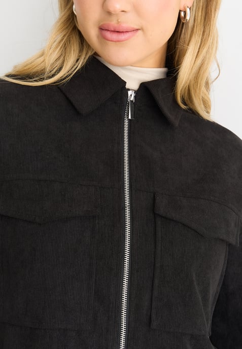 Koord Zip Up Boxy Jas - Image 2