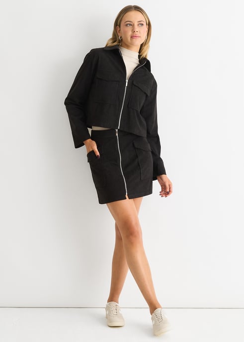 Koord Zip Up Boxy Jas - Image 3