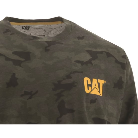 Caterpillar Merk Banner Lange Mouw Katoenen Heren Groene T-shirt - Image 2