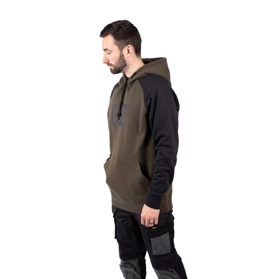 Caterpillar Raglan Katoenen Heren Mos Groen Hoodie Sweatshirt - Image 3