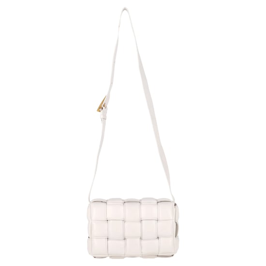Bottega Veneta Gevoerde Cassette Schoudertas in Witte Lederen uitvoering - Image 1