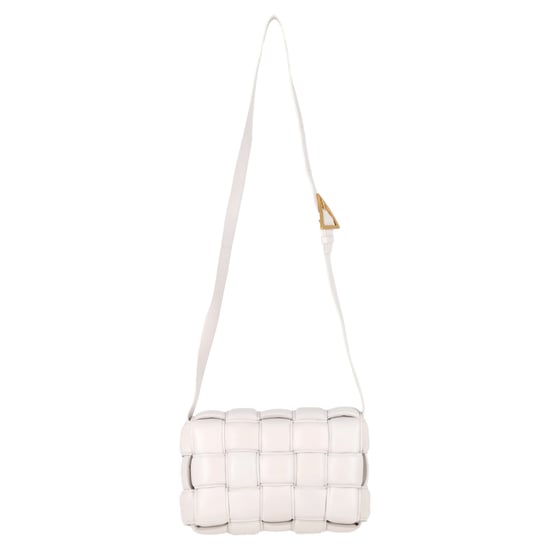 Bottega Veneta Gevoerde Cassette Schoudertas in Witte Lederen uitvoering - Image 3