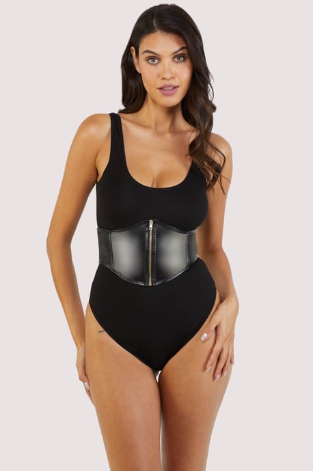 Wolf & Whistle Melody Jersey Body With PU Panel - Image 3