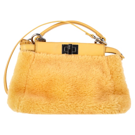 Fendi Mini Peekaboo Shearling Handbag in Yellow Sheepskin - Image 3