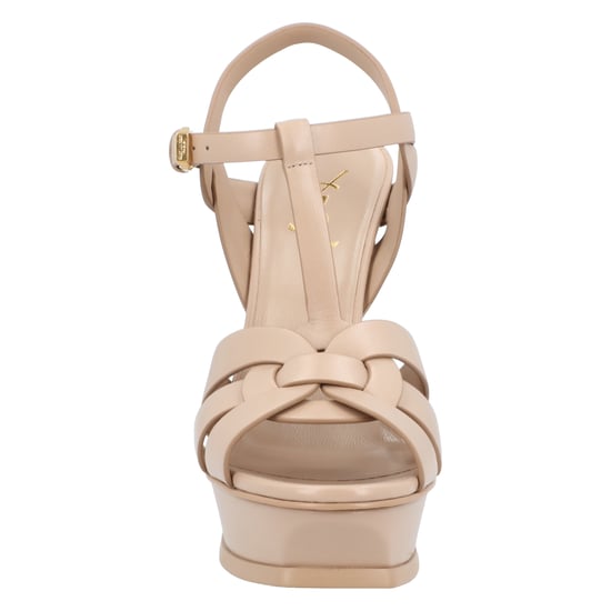 Saint Laurent Tribute Platform Sandalen In Glad Leer Beige - Image 5