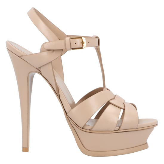 Saint Laurent Tribute Platform Sandalen In Glad Leer Beige - Image 6
