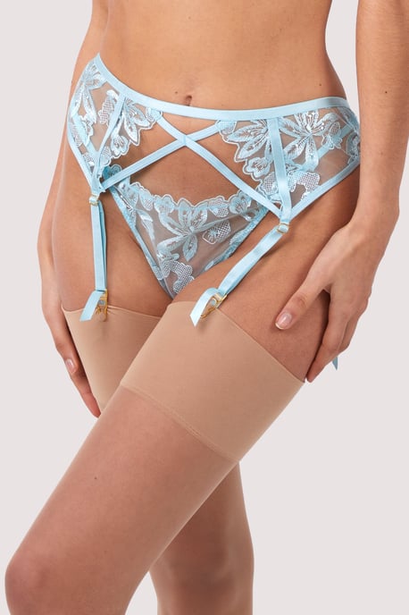 Wolf & Whistle Eva Blue Graphic Embroidery Suspender - Image 5