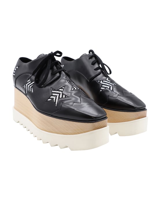 Stella McCartney Elyse Star Platform Lace Up Derby in Black Leather - Image 3