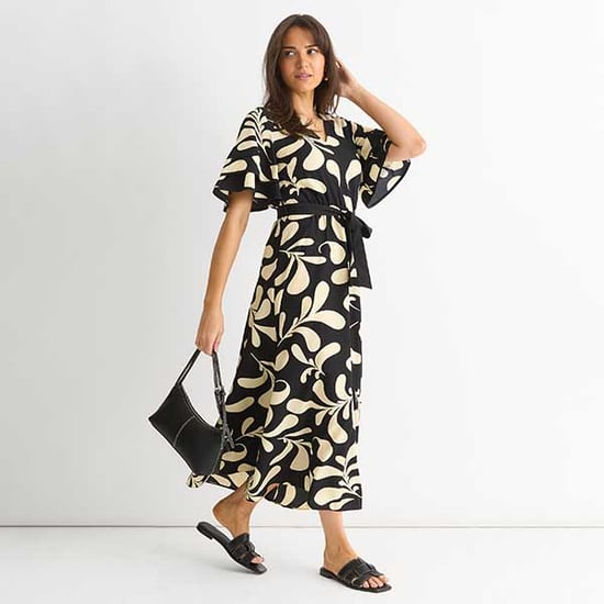 Florale V-hals Midi-jurk met Elastische Taille - Image 3