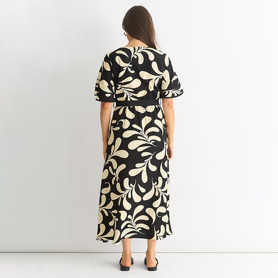Florale V-hals Midi-jurk met Elastische Taille - Image 4