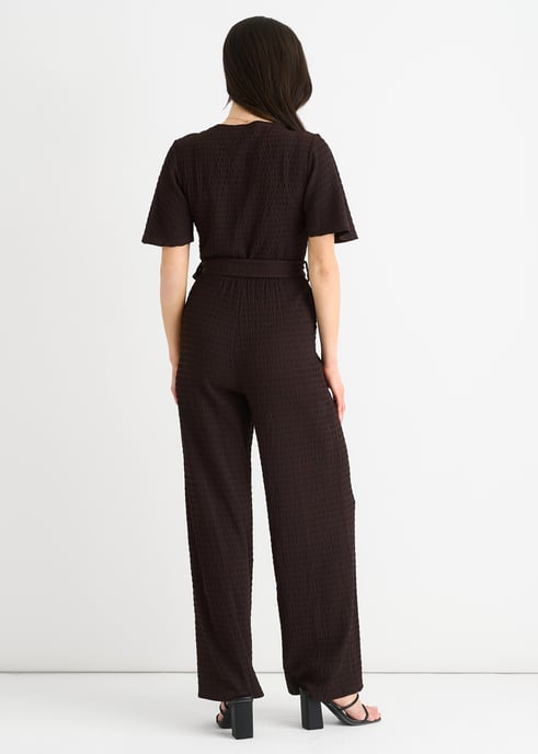 Trui wikkel-jumpsuit met wijde pijpen in chocoladestructuur - Image 4
