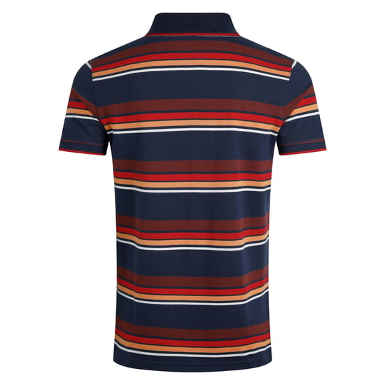 Weird Fish Heren Sunbury Stripe Organic Cotton Polo Shirt (Donkerblauw) - Image 2
