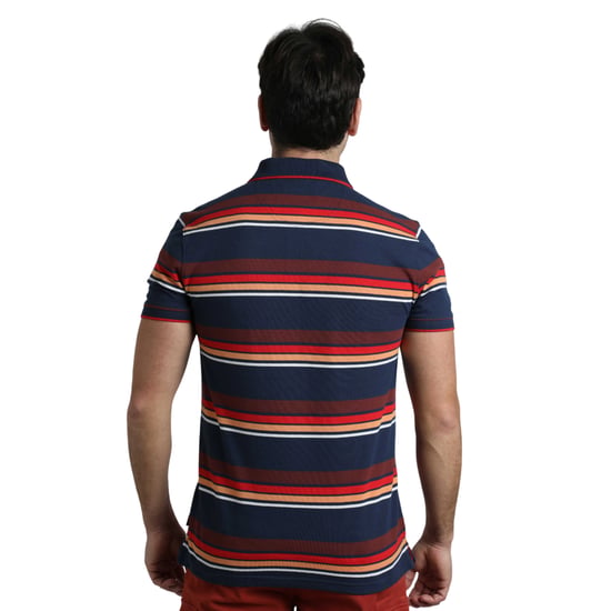 Weird Fish Heren Sunbury Stripe Organic Cotton Polo Shirt (Donkerblauw) - Image 4