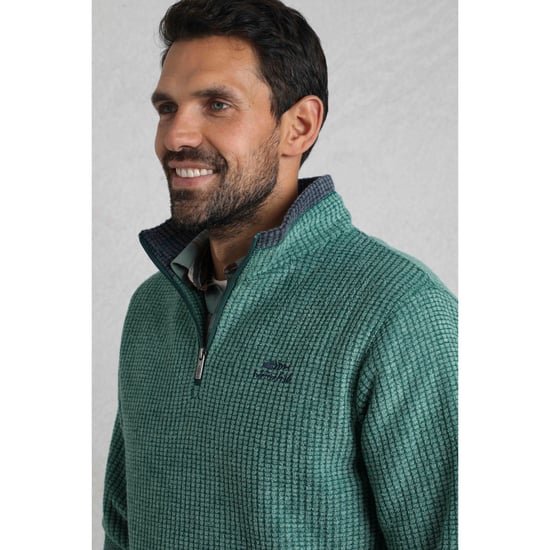 Weird Fish Heren Newark Grid Eco Friendly Quarter Zip Fleece Top (Bladgroen) - Image 4