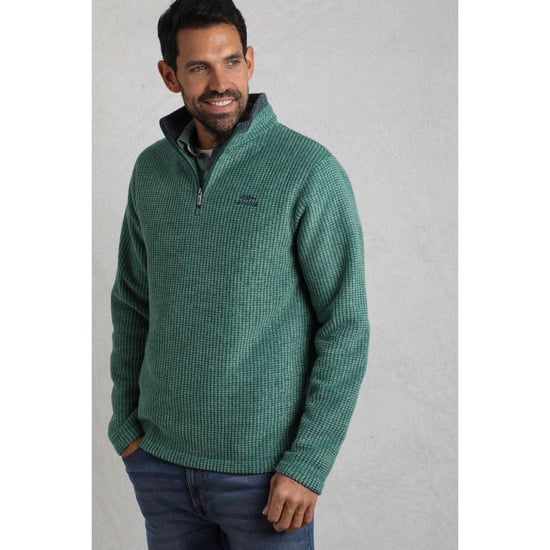 Weird Fish Heren Newark Grid Eco Friendly Quarter Zip Fleece Top (Bladgroen) - Image 5