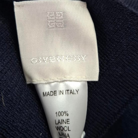 Givenchy Logo Sjaal in Navy Blauw Wol - Image 3