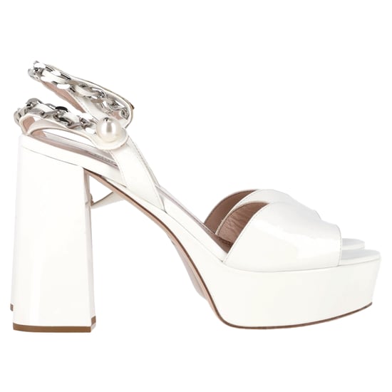 Miu Miu Platform Enkellaarsjes met Enkelriempje in Wit Patentleer - Image 1
