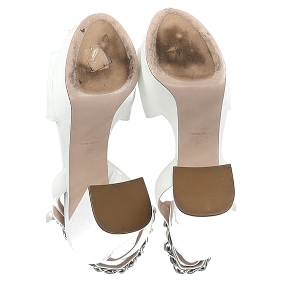 Miu Miu Platform Enkellaarsjes met Enkelriempje in Wit Patentleer - Image 4