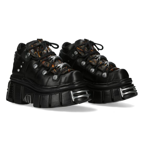 New Rock M-106N-C86 Zwarte Vlammen Leren Gothic Enkel Plateau Laarzen - Image 3