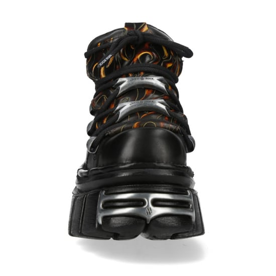 New Rock M-106N-C86 Zwarte Vlammen Leren Gothic Enkel Plateau Laarzen - Image 5
