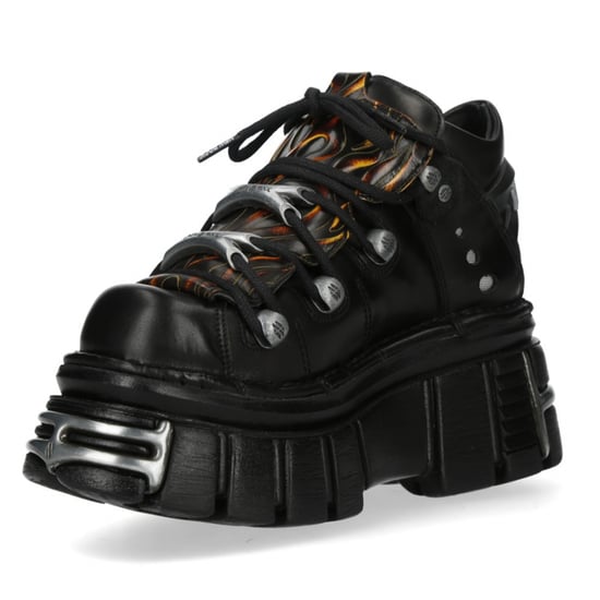 New Rock M-106N-C86 Zwarte Vlammen Leren Gothic Enkel Plateau Laarzen - Image 6
