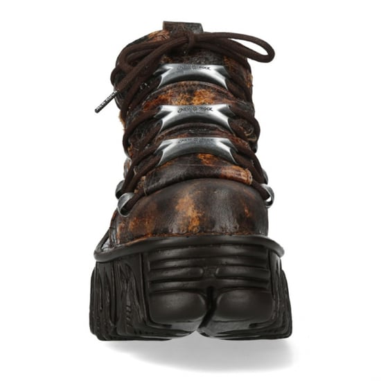 New Rock M-106-C194 Bruine Vlammen Leren Gothic Enkel Plateau Laarzen - Image 5