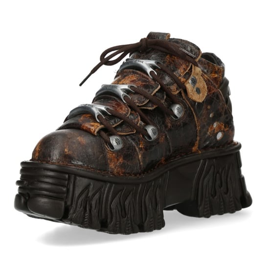 New Rock M-106-C194 Bruine Vlammen Leren Gothic Enkel Plateau Laarzen - Image 6