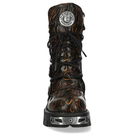 New Rock M-591-C62 halfhoge zwarte vlammen leren metallic gothic laarzen - Image 5