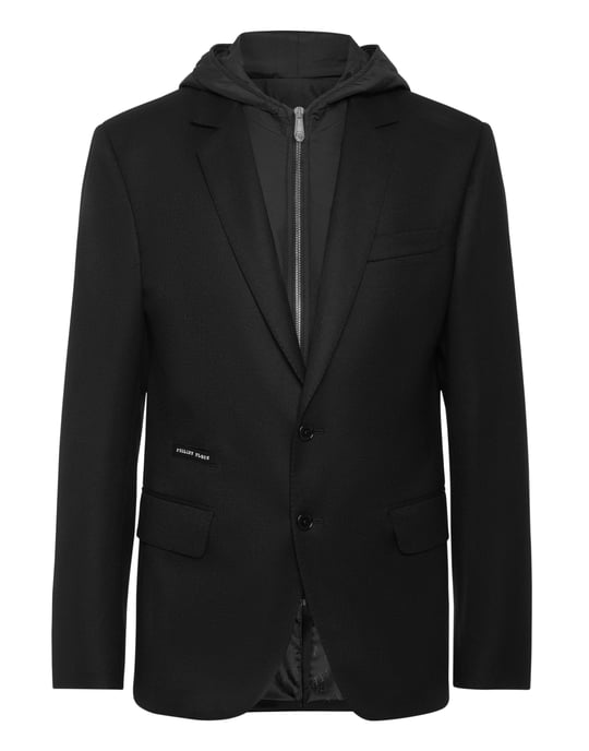Waterafstotende wollen blazer met capuchon - Image 1