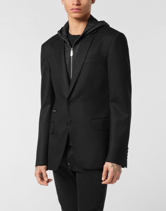 Waterafstotende wollen blazer met capuchon - Image 3