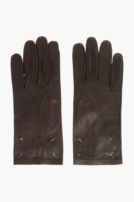 Zachte leren handschoenen in bruin - Image 1