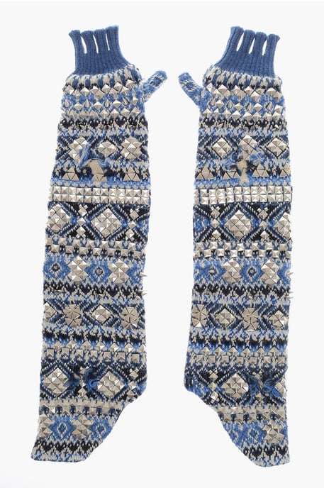 Gebreide vingerloze, warme handschoenen met studs in Azzurro, Bianco, Blu, Multicolor - Image 1