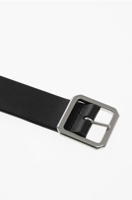Omkeerbare leren riem met metalen gesp in zwart - Image 2