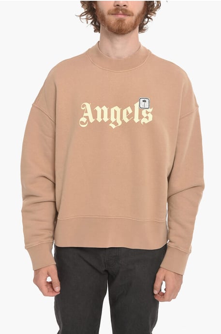 PXP PALM geborsteld katoenen sweatshirt met ronde hals in beige - Image 1